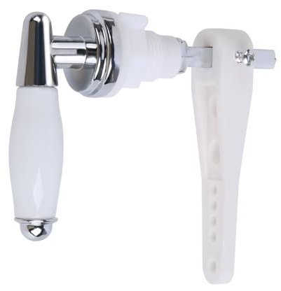 Iceten Ceramic Toilet Flush Handle, Toilet Handle Replacement Traditional Victorian Style Toilet Handles Flush Lever Toilet Cistern Chrome Plated Replacement Metal Handle (White)