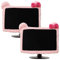 2 coperture antipolvere elastiche per monitor, stile kawaii, rosa, pelose con orecchie di gatto, per PC, TV, laptop (68-86 cm)
