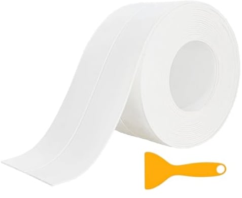 VANIYA Simple Seal Tape 11 ft Bath Sealant Strip, Bathroom Sealant White Anti Mould with Sealing Tool, Caulk Strip Adhesive Sealant tape Waterproof for Toilet Wall Corner, Bath,Kitchen (WHITE (1PCS))