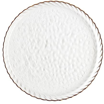 BESTonZON 1pc Steak Western Plate Fruit Tray Platter Porcelain Serving Dishes Flan Steak Platter Dish Food Plate Serving Tray Round Gold Rim Charger Plates Dessert Dish Glass Porcelain Plate