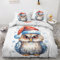 Weihnachten Eule Bettwäsche 135x200 Winter - Kinder Bettbezug 135 x 200 2er Set, Wendebettwäsche und Kissenbezug 80x80, Weiche & Angenehme & Warme Mikrofaser Bettwäsche-sets mit Reißverschluss
