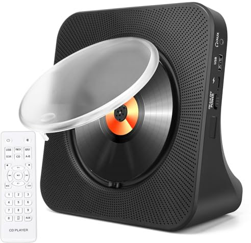 HoneTeek Portable CD Player with Bluetooth 5.3 & HiFi Stereo Sound - Rechargeable CD Music Player with Remote, USB,FM Radio for Home/Car/Travel Use, Ideal for Adults/Kids Gifts