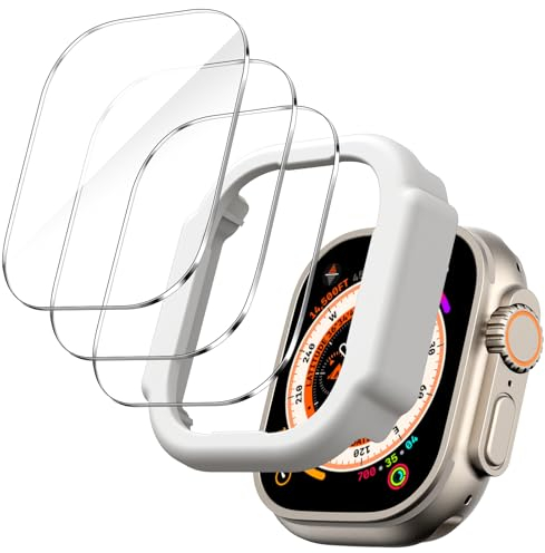 JETech Protector de Pantalla para Apple Watch Ultra 2 (2023) / Ultra (2022) 49mm con Marco de Instalación Fácil, Cristal Vidrio Templado Anti-Arañazos, HD Transparente, 3 Unidades
