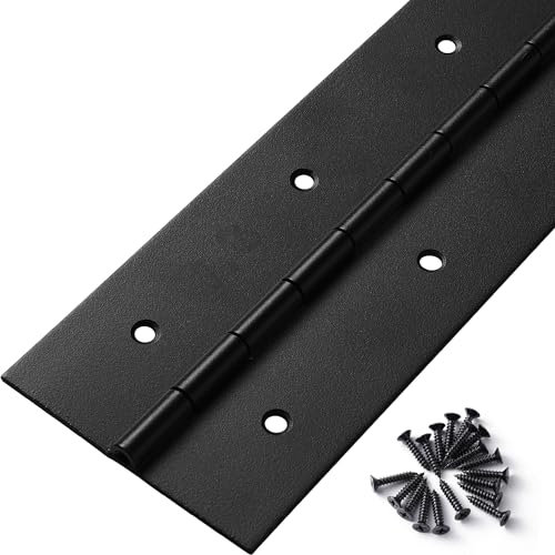 FVSEC Heavy Duty Piano Hinge 24 Inch x 3 Inch Width, True 0.060'' Thick Stainless Steel Black Piano Hinge for Heavy Duty Cabinet, Door, Toolbox, Wooden Box, Metal Plate, Furniture, Industrial Project