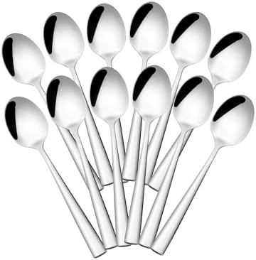 Otto Koning - Leipzig –Stainless Steel Teaspoons, Tea Spoons with Mirror Polished Finish, Coffee Spoons with Modern and Elegant Design. (12 Pieces)