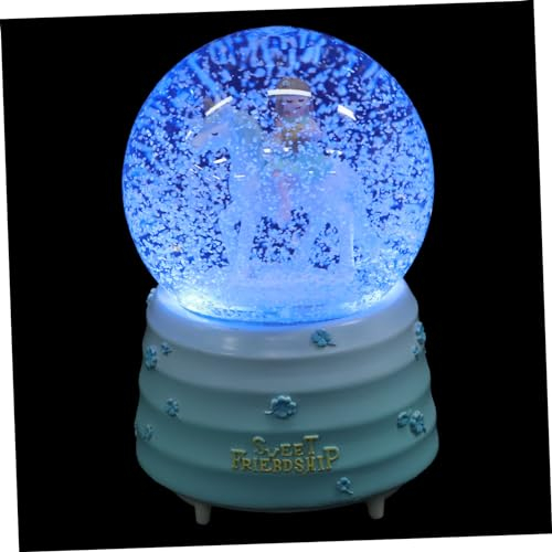 Zerodeko Bola De Cristal De Unicornio Caja De Música con Bola De Cristal Bola De Cristales De Navidad 3D Bola De Cristal Luminosa Manual Resina Oficina Bola De Nieve