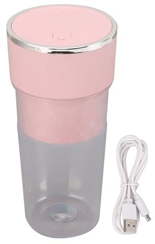 Licuadora Portátil, Tamaño Personal, Taza Exprimidora Eléctrica USB, Mini Licuadora, Taza De Jugo De Viaje USB, Licuadora Eléctrica USB, Taza Licuadora Portátil, 300 Ml, Rosa