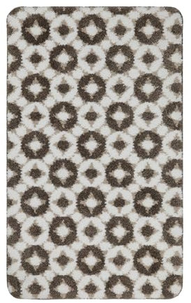 Moderner Badteppich mit abstraktem Muster von WECONhome Basics - rutschfest, Waschbar - Elegantes Design für jedes Badezimmer - Vielseitige Größen & Farben – J&J (80 x 150 cm, Taupe beige)