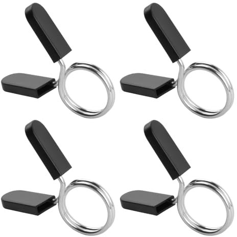 4 Pcs Spring Collar Clips, 25mm/1 Weight Clips for Olympic Bars, Dumbbell Barbell Clamps Collars, Dumbbell Lock Clips, Barbell Clips Collars for Weightlifting Gym Fitness Olympic Weight Bar Clips