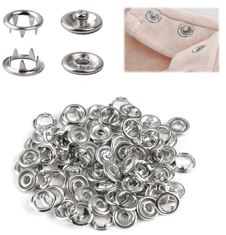 20PCS Nähfrei Jersey Ring Druckknöpfe(10mm), Nachfüllpack Druckknöpfe Ohne Nähen Hochwertige Jersey Ring Druckknöpfe in Silber, Nähfreie Befestigung für Dünne Und Dehnbare Stoffe.