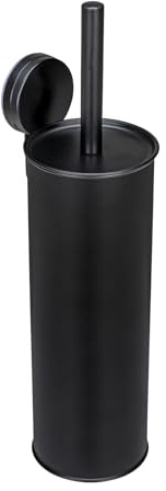 WENKO Static-Loc® Plus WC-Garnitur Pavia Schwarz, geschlossen, geschlossener WC-Bürstenhalter aus rostfreiem Edelstahl, 11,5 x 40 x 12 cm, Schwarz