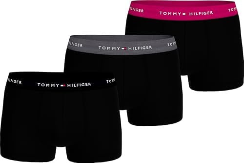 Tommy Hilfiger 3P WB Trunk Um0Um02763, Boxer, Uomo, Rosa (Blck/Drk Ash/Viv Pnk), M