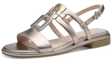 MARCO TOZZI Damen Sandalen flach mit Schließe Sommer, Metallisch (Rose met. Comb), 40 EU