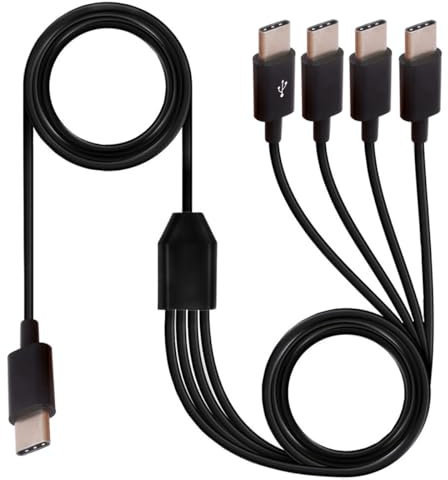 HUHANGGod Multi USB C Splitter Cable, 4 in 1 Type C Charging Cable, USB C to 4 USB C Port, Type C Male To 4 Male Data Charge Cable Wire Cord for Mobile/Android 1.5meter (4 Type C)
