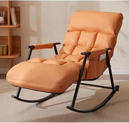Schaukelstuhl Outdoor/Wohnzimmer Mit Verstellbarer Rückenlehne,Sessel Wohnzimmer,Relaxsessel Mit Liegefunktion Lesesessel Chair,Loungesessel,Relaxliege,relaxsessel & -liegen,Schaukelsessel(Orange)