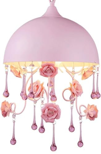 MiDiLi Lustre - Design moderne Princesse Fleur Lustre Céramique Rose Rose Semi Cercle,Lampe suspendue