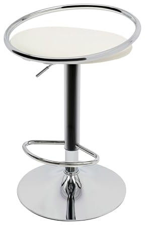Susoso Barhocker, 360° Drehbar Tresenhocker Barstuhl mit Fußstütze Höhenverstellbar Max. Tragfähigkeit 150kg für Restaurants Weiß, Silber