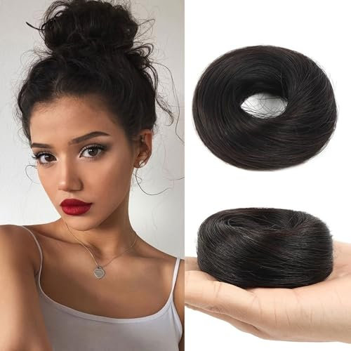 FDEETY Haarteil Mit Gummiband Dutt Haarteil Haargummi Mit Haaren Gelockt Synthetisch Haarverlängerung Haardutt Haarteile für Damen Mädchen(Natürlich)