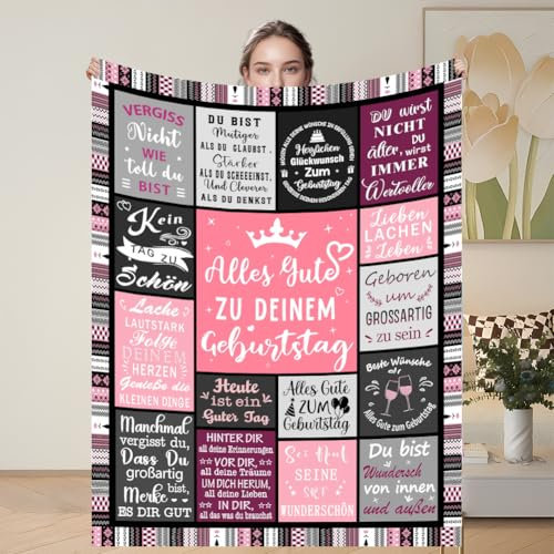 Wapasezyar Geburtstagsgeschenk für Frauen, Geburtstagsgeschenk für Mama, Mädchen, Frau, Freundin, Schwester, Beste Freundin, Kollegin, Lustige Geschenk Geburtstag, Happy Birthday Deko Decke 150x130CM