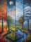 5D Diamond Painting Quatre Saisons, Peinture Diamant Adulte Arbre Diamond Painting Kit Complet, DIY Broderie Diamant Artisanat, Strass Point de Croix Painting Pour Murale Décoration 40x50cm N-5