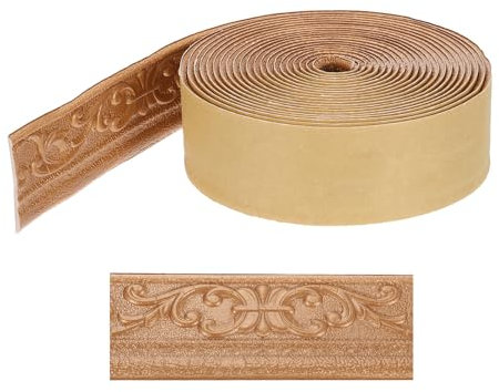sourcing map 3D Wall Edging Self-Adhesive 362x3.1 Flexible Peel and Stick Molding Trim for Wall Mirror Door Wardrobe Gap Sealing Frame Lines, Copper