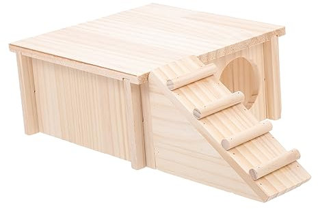 BELLIFFY 1stk Holzhaus Meerschweinchenhaus Hamsterhütte Kleines Tierheim Igel Spielzeug Hamsterhaus Aus Pappe Hamsterheim Selber Bauen Süße Hamsterhäuser Hamsterspielzeug Hamsterkäfig Brown