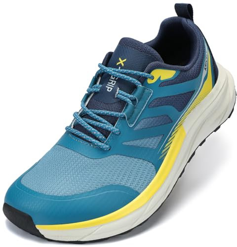 Kricely Chaussure Trail Homme Pieds tête Larges Chaussures Randonnée Running Respirantes Antidérapantes Baskets Marche Course Trekking Sports Légère（Bleu 43.5）