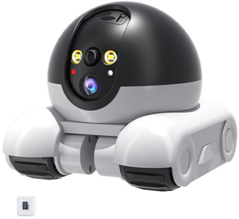 Aiworthy Home Security Kamera Roboter, Zwei-Wege-Gespräch Nachtsicht, 1080p Videoaufzeichnung,Bewegungserkennung,Mobile Haustier Kamera mit app,für Hunde und Katzen verwendet Werden (32GB)