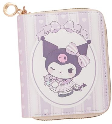 FEIFEI'S BOW Portefeuille mignon à trois volets avec porte-monnaie et fentes pour cartes avec poches zippées, cadeaux en cuir synthétique pour filles et femmes, Kuro, Taille unique, Classique