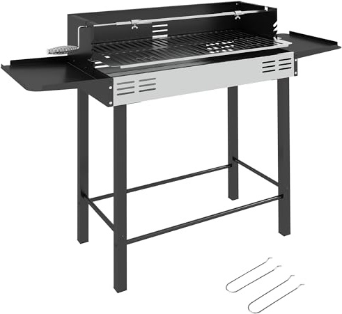 Outsunny Barbacoa de Carbón Barbacoa Portátil 118x32x90 cm Parrilla Negro