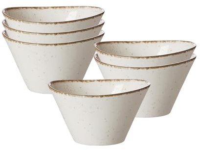 Ritzenhoff & Breker Casa Dipschalen 6er Set, 10.5 x 11.5 cm, Ovale Snackschalen für Dips und kleine Snacks, Mix & Match-Geschirr im Vintage-Look, Spülmaschinen- & Mikrowellenfest, Porzellan, Creme