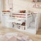 Jaxenor Kinderbett 90x200 mit Treppe und Stauraum, Multifunktionales Jugendbett mit Schubladen Umdrehbar und Als Schreibtisch Nutzbar, Treppen/Schränke Links und Rechts Austauschbar, Weiß