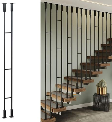 CHZDPP Ringhiera per Scale Balaustre Metalliche con Montaggio Laterale e Viti, Balaustre Personalizzabili per Scale, Colonne balaustre per abitazioni, Loft, Ville e uffici(Black (1 pc),90cm)