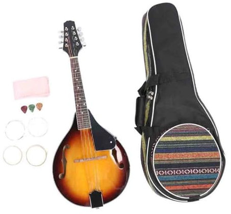 Mandolina Amarilla Instrumento De Guitarra De Ocho Cuerdas Con Bolsa Y Púas De Repuesto Instrumento De Mandolina Para Adultos