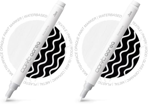 Copic acrea 001, Snow White, Paint Marker mit wasser- und pigmentbasierter Tinte, Strichstärke 0,8-1,2 mm (Packung mit 2)