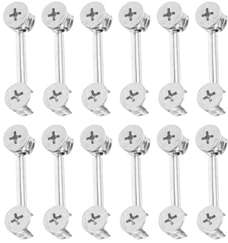 VANZACK Kit de 20 Connecteurs à Came pour Meubles Métalliques Raccords de Fixation Vis Double Tête 48 MM Ferrures de Liaison en Zinc pour Assemblage D’Armoires et Meubles Modulaires