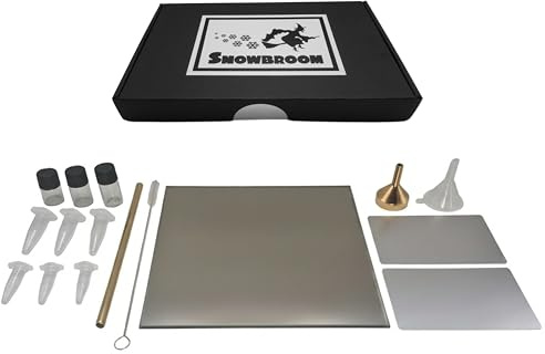 Snowbroom Großes Spiegel Sniffer und Zieh-Set inkl. Zieh-Spiegel, Zieh-Röhrchen, Metall-Karte, Aufbewahrungs-Behälter, Transport-Behälter, Trichter usw. (Gold, 1 x Röhrchen)