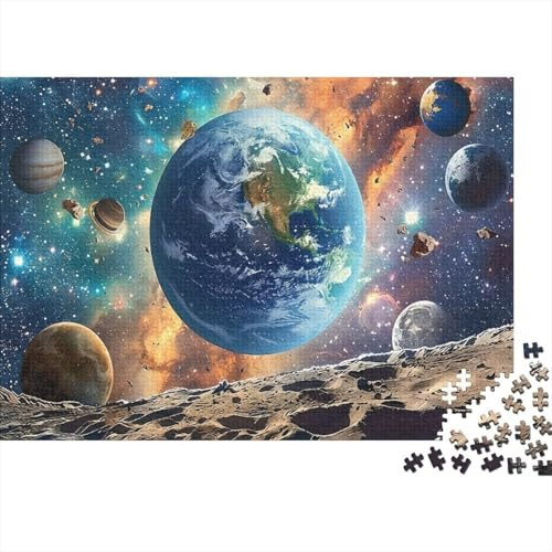 Space Earth View Premium Sustainable Colourful High Difficulty Decompression Puzzle Jigsaw Puzzle Planet Earth for Adults Age 14+ 70x50cm/1000pcs