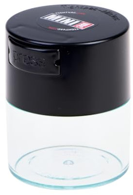 Tightpac America, Inc. Minivac, Contenitore sottovuoto ermetico, Multiuso, per Alimenti, capienza: 10-30 g, plastica, Black cap Clear Body, .12-Liter/4-Fluid Ounce