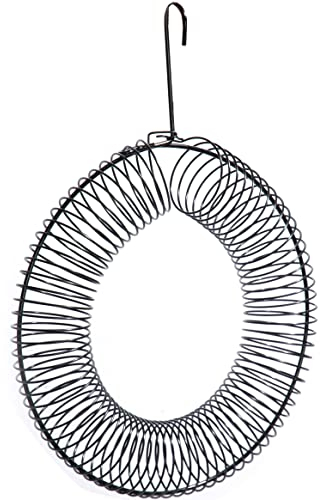 dobar® 10051 Großer Futterring Bankett - Meisenknödelhalter Wildvögel - Futtersäule zum Befüllen von Meisenknödeln/Obst - Wildvogelfutterspender aus lackiertem Metall - 41 x 30 x 5,5 cm - Schwarz