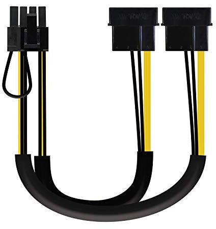Nanocable 10.19.1201 - Cavo di alimentazione per scheda grafica 2xMOLEX 4 pin/M a PCI-E (MOLEX 6 + 2 pin) / M, 20 cm
