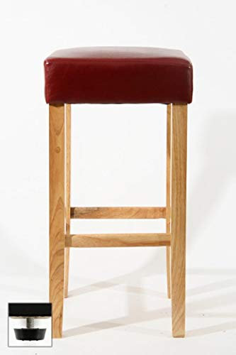 Barhocker Holz weinrot Kunstleder verstellbare Bodengleiter gepolstert