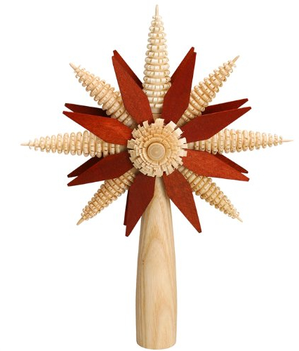 Rudolphs Schatzkiste Christbaumspitze mit Ringelbäumchen Rot/Natur Ø 21cm NEU Christbaum Weihnachtsbaum Baumbehang Baumschmuck Weihnachtsschmuck Baum Dekoration Seiffen Erzgebirge Holz Weihnachten