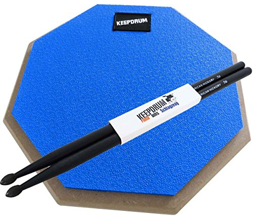 keepdrum DP-BL Practice Pad Blau Drum Übungspad 8mm Gewinde + 1 Paar 5BB BLACK Drumsticks