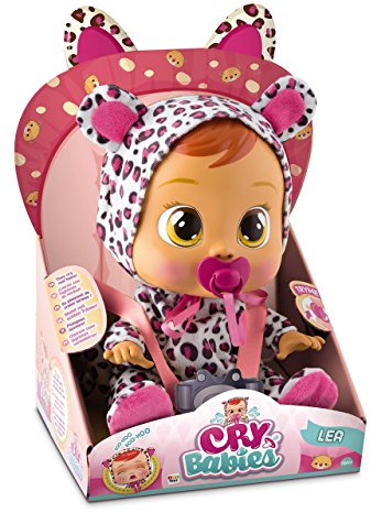 CRY BABIES Lea, der Leopard | Interaktive Spiel- & Funktionspuppe mit Schnuller, die echte Tränen weint | Kinder ab 2 Jahren geeignet