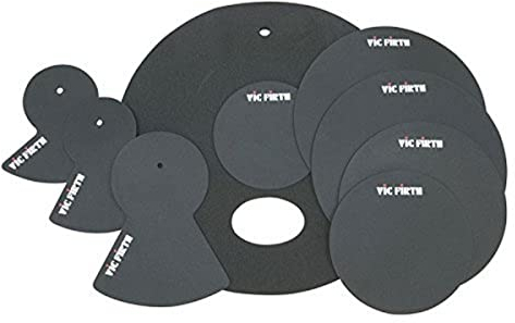 Vic Firth Rock Version Drum and Cymbal Mute Pad Set: 12”, 13”, 14”, 16, 22 Drum Pads Plus Hi-hat and 2 x Cymbal pads