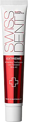 SWISSDENT EXTREME ZAHNCREME, 50 ml Whitening Zahnpasta, hilft speziell bei Verfärbungen durch Rotwein, Kaffee und Rauchen, mit Koenzym Q10 & Vitamin E für gesunde & weiße Zähne