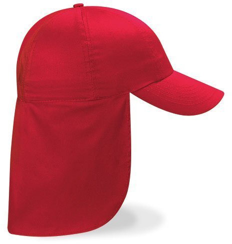 Beechfield - B11B Red Legionnaire Baseball Cap - Sun Hat, Sports Cap, Boy's Cap, Girl's Cap, Sun Hat, Sports Hat - 100% Cotton Twill Unisex Kid's Cap