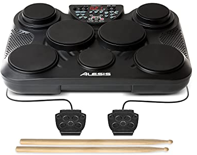 Alesis CompactKit 7 - Batteria Elettronica Portatile da Tavolo con 7 Pad Sensibili Alla Velocity, 265 Suoni di Percussioni, uscita USB-MIDI, Accessori