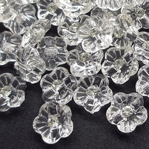 Chenkou Craft Plastic Button Clear Flower Sewing Ornament 100pcs